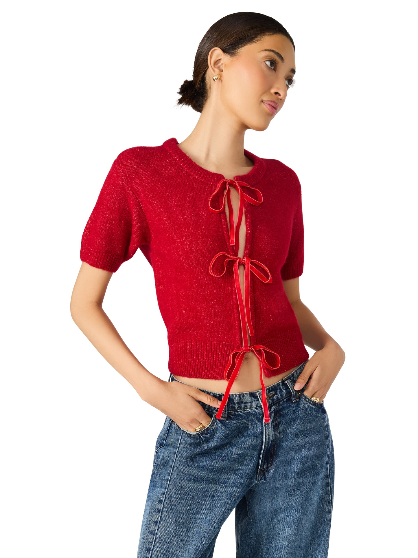 Short Sleeve Tie Cardigan