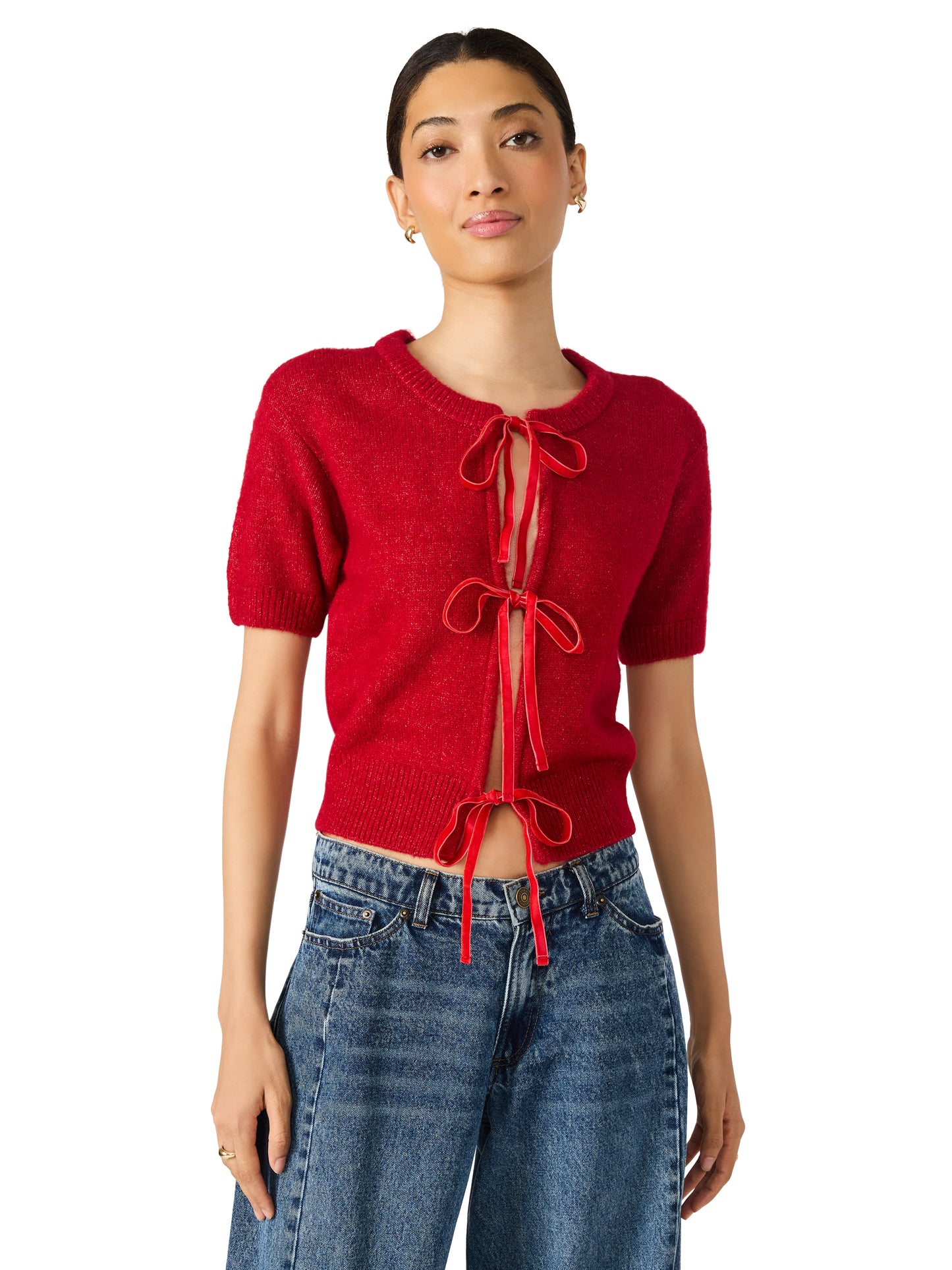 Short Sleeve Tie Cardigan