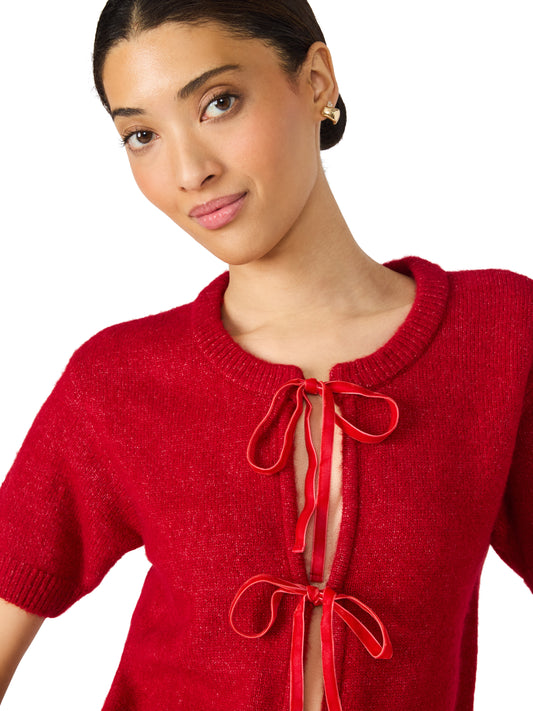 Short Sleeve Tie Cardigan