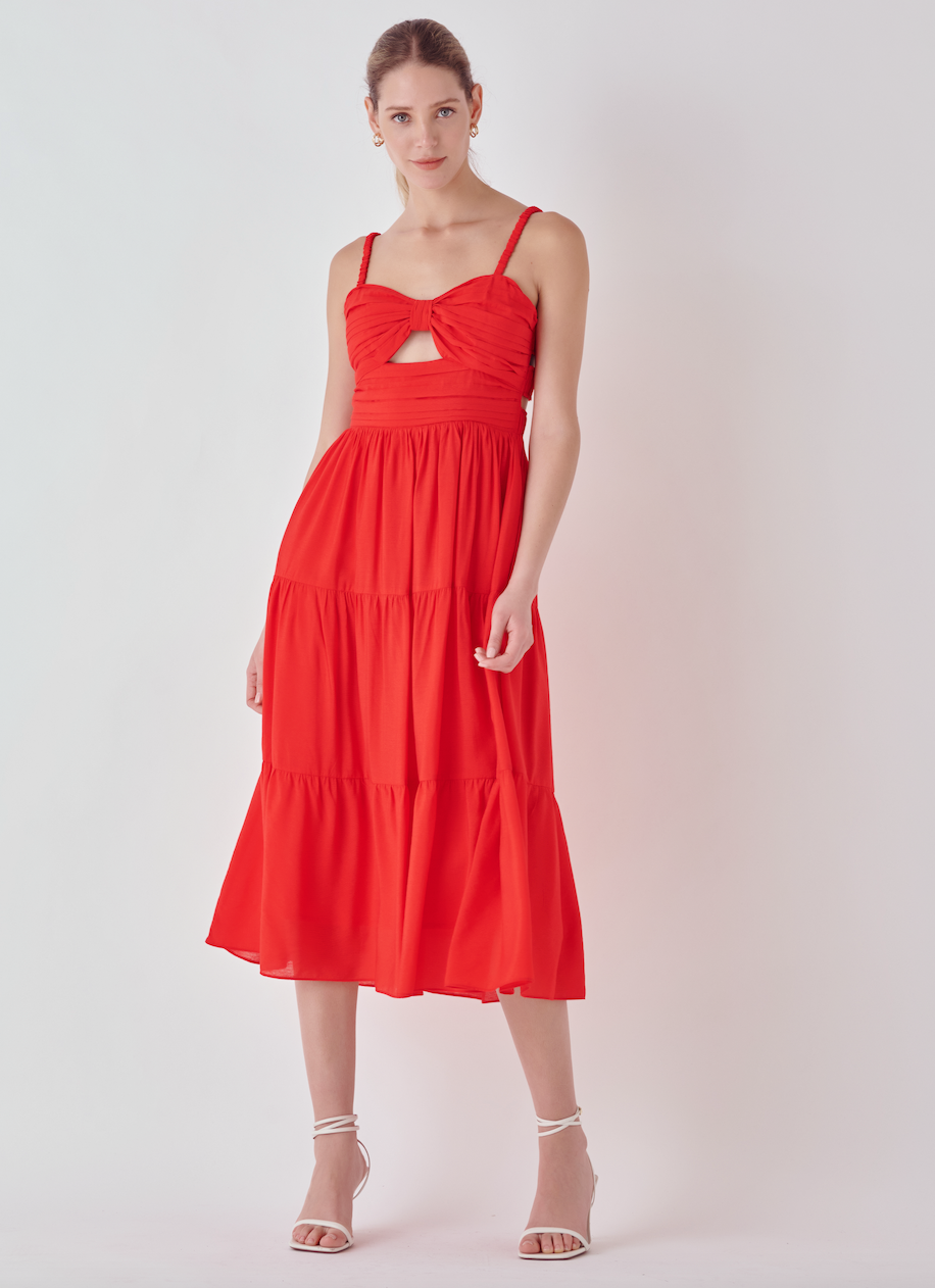 Red Cutout Midi Dress