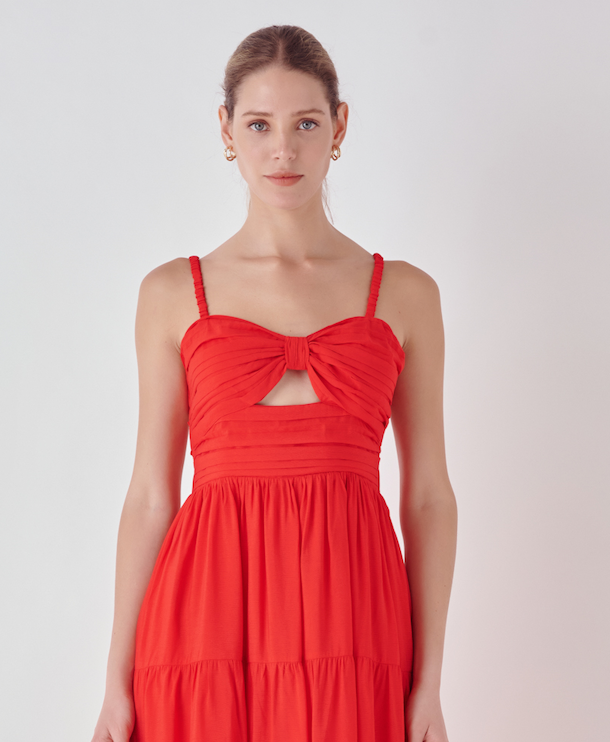 Red Cutout Midi Dress