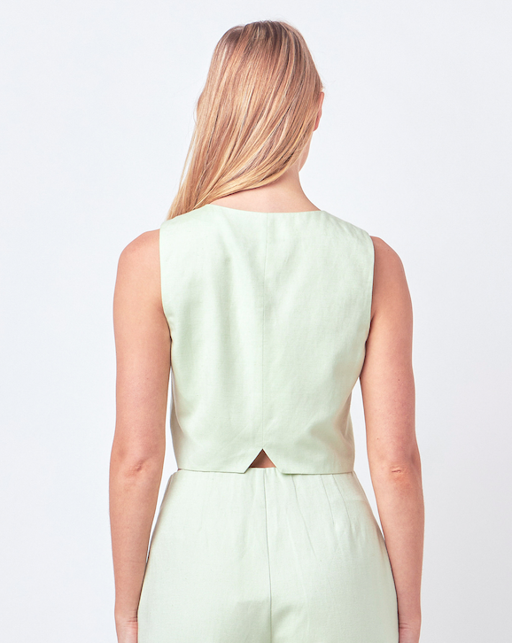 Sage Linen blend vest