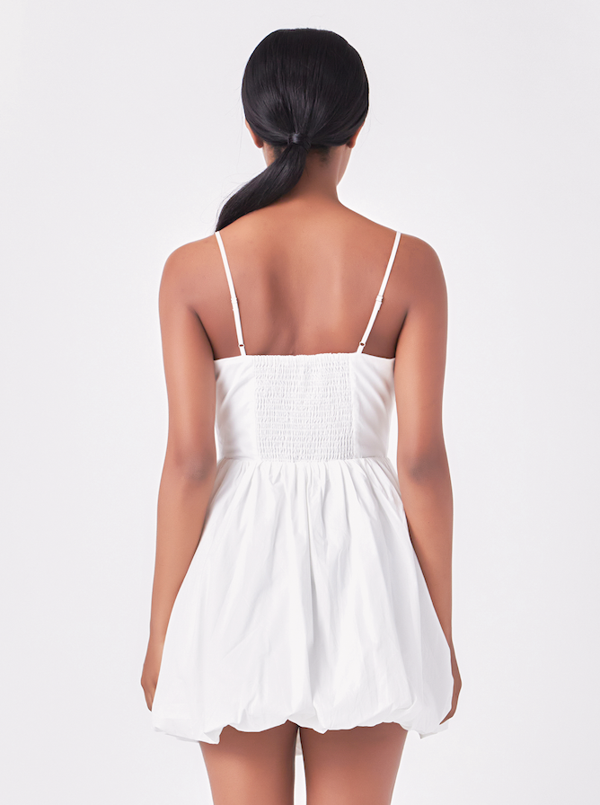 Ruched blouson mini dress