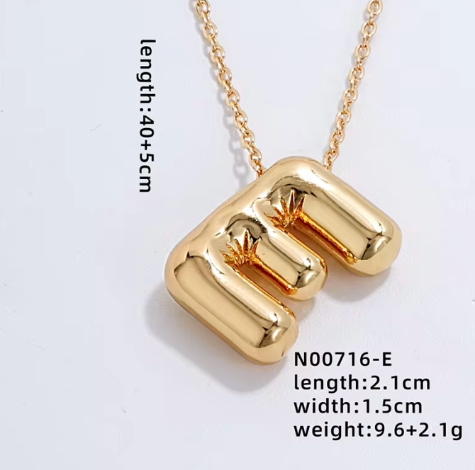 Gold Bubble Initial Necklace