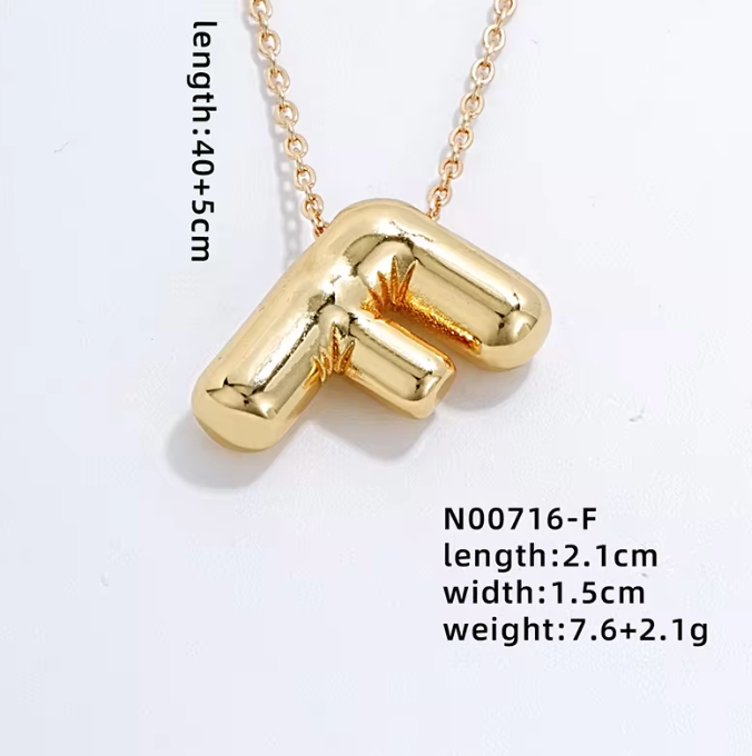 Gold Bubble Initial Necklace