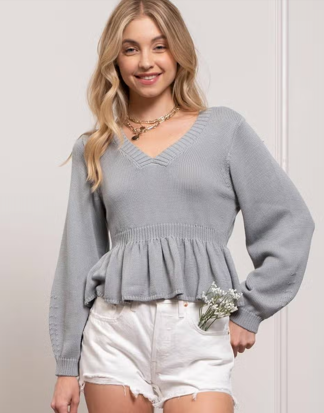 Ribbed Waist Sweater Top