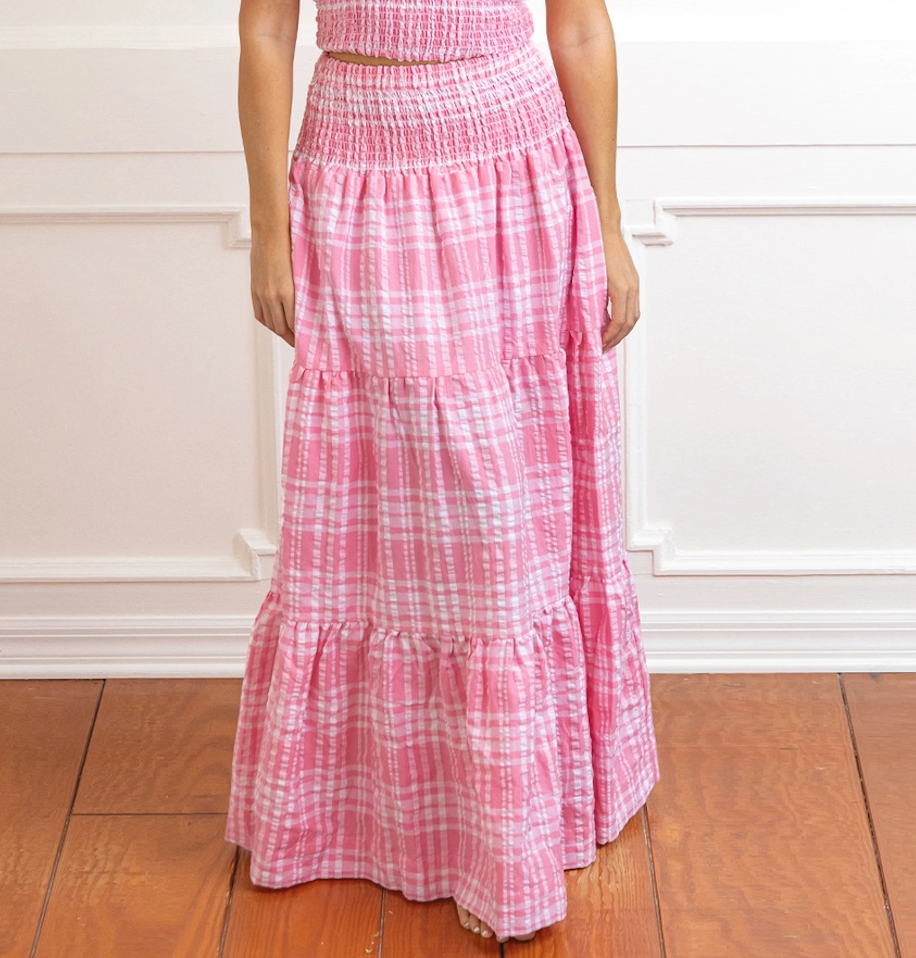 Maxi Skirt Pink Seersucker
