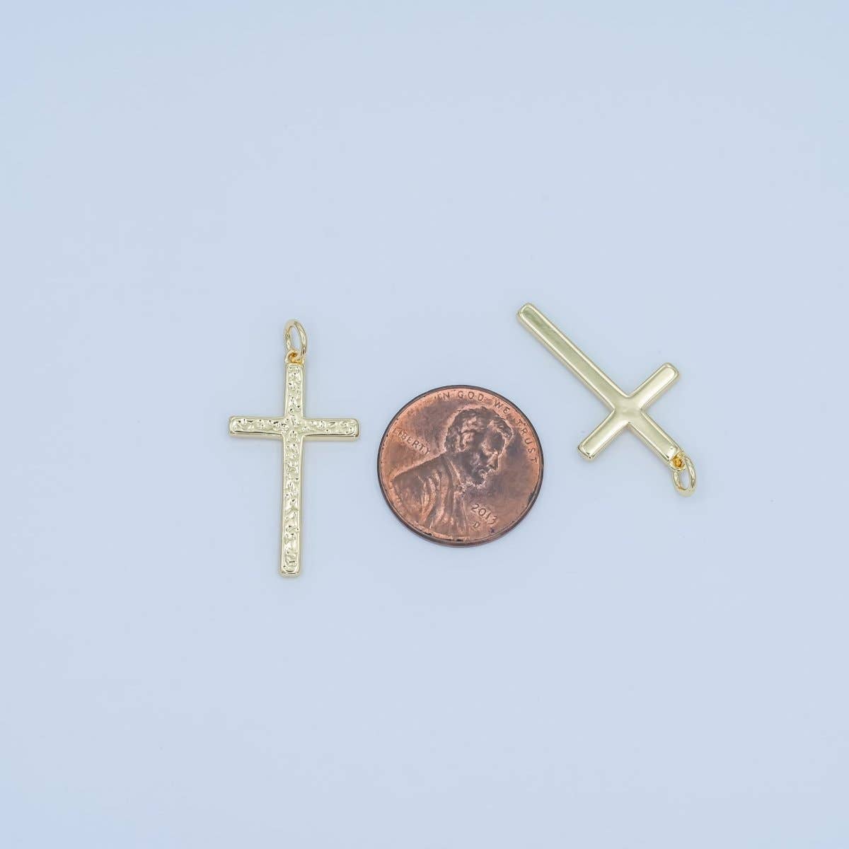 24K Gold Filled Hammered Minimalist Cross Charm