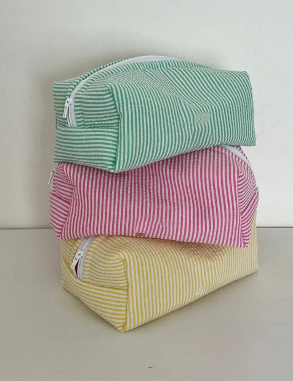 Blue Striped Cosmetic Bag