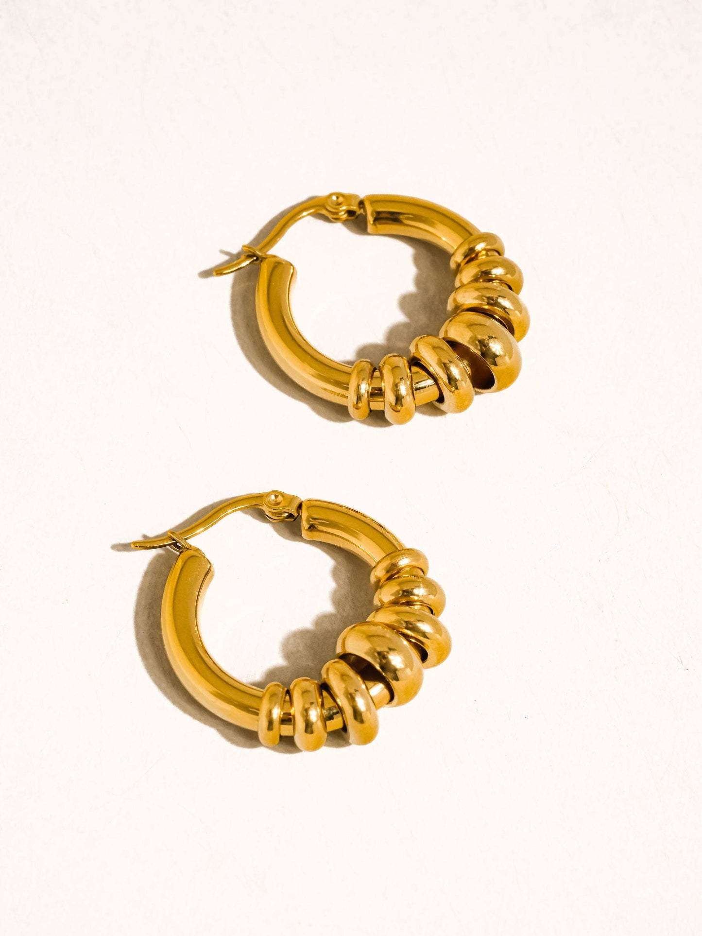 Novine 18K Gold Non-Tarnish Two Tone Hoop Earring: Multi-Colored