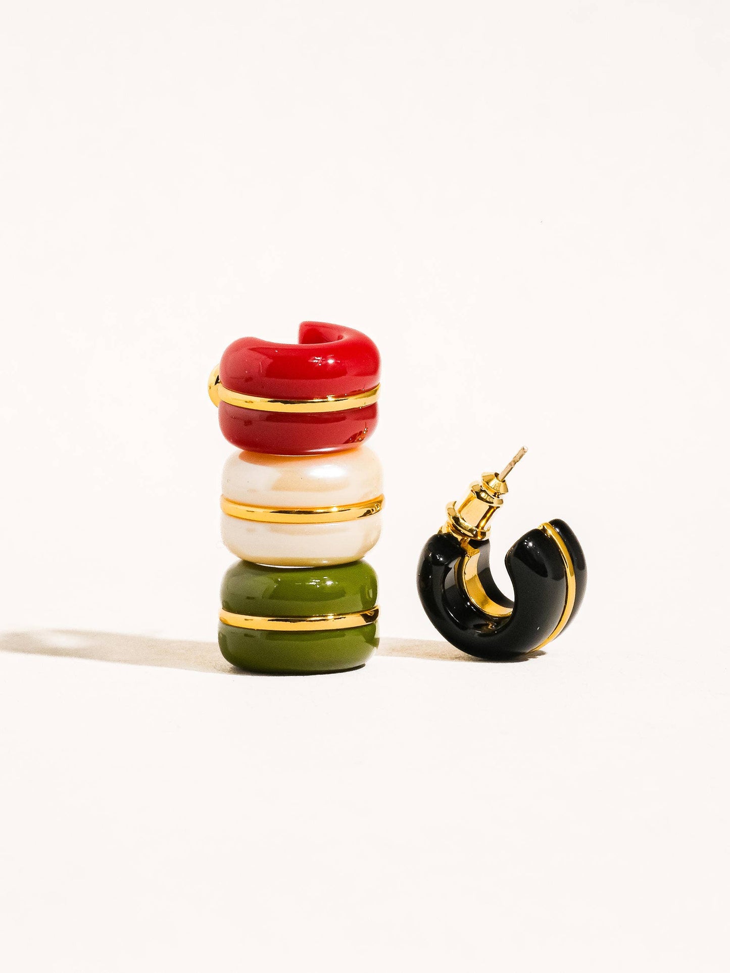 Arlo 18K Gold Small C Hoop Earring: Red