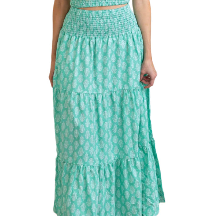 Maxi Spring Print Skirt Green