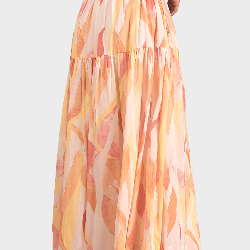 Coral Amalfi Print Maxi Skirt