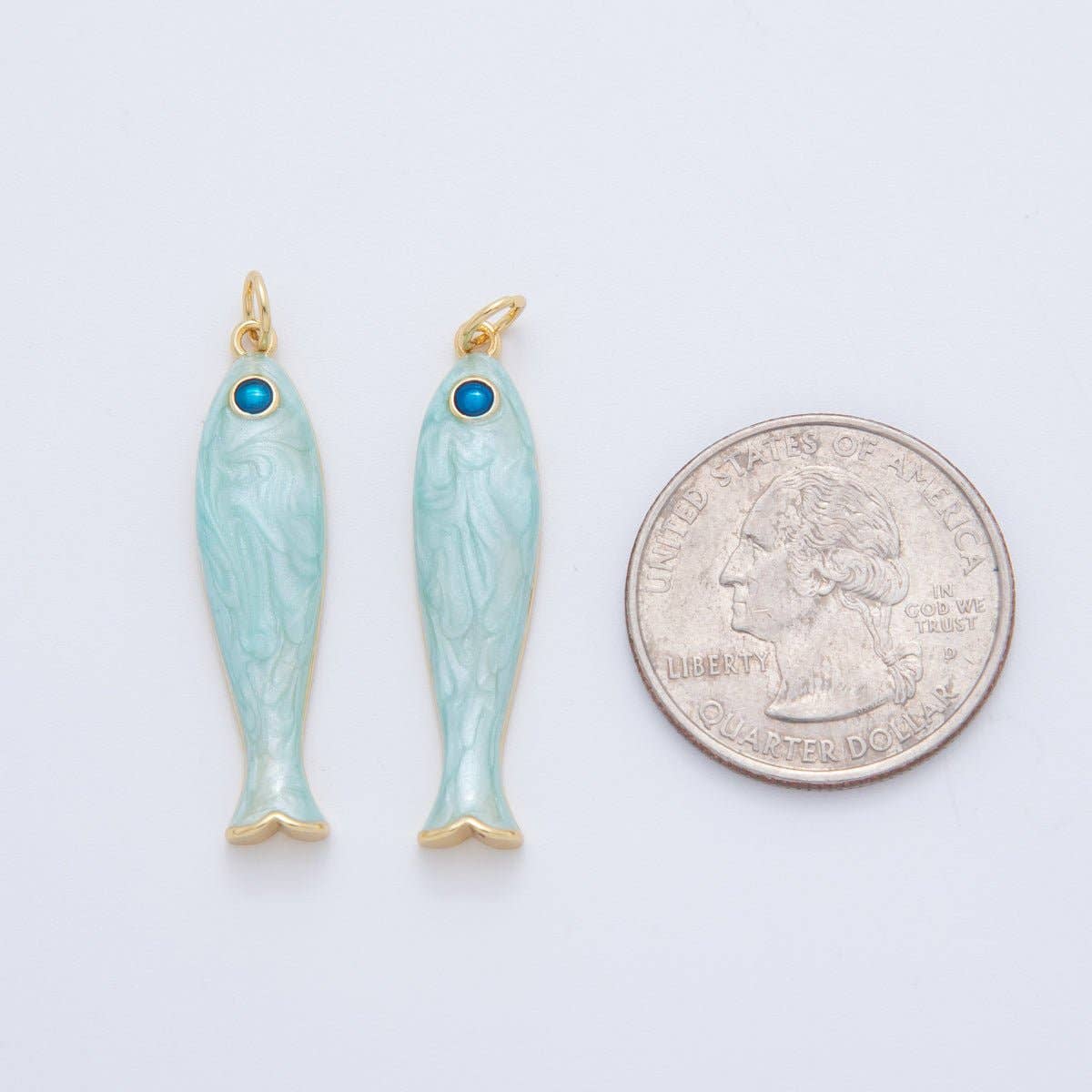 18K Gold Filled Blue Enamel Sardine Fish Charm