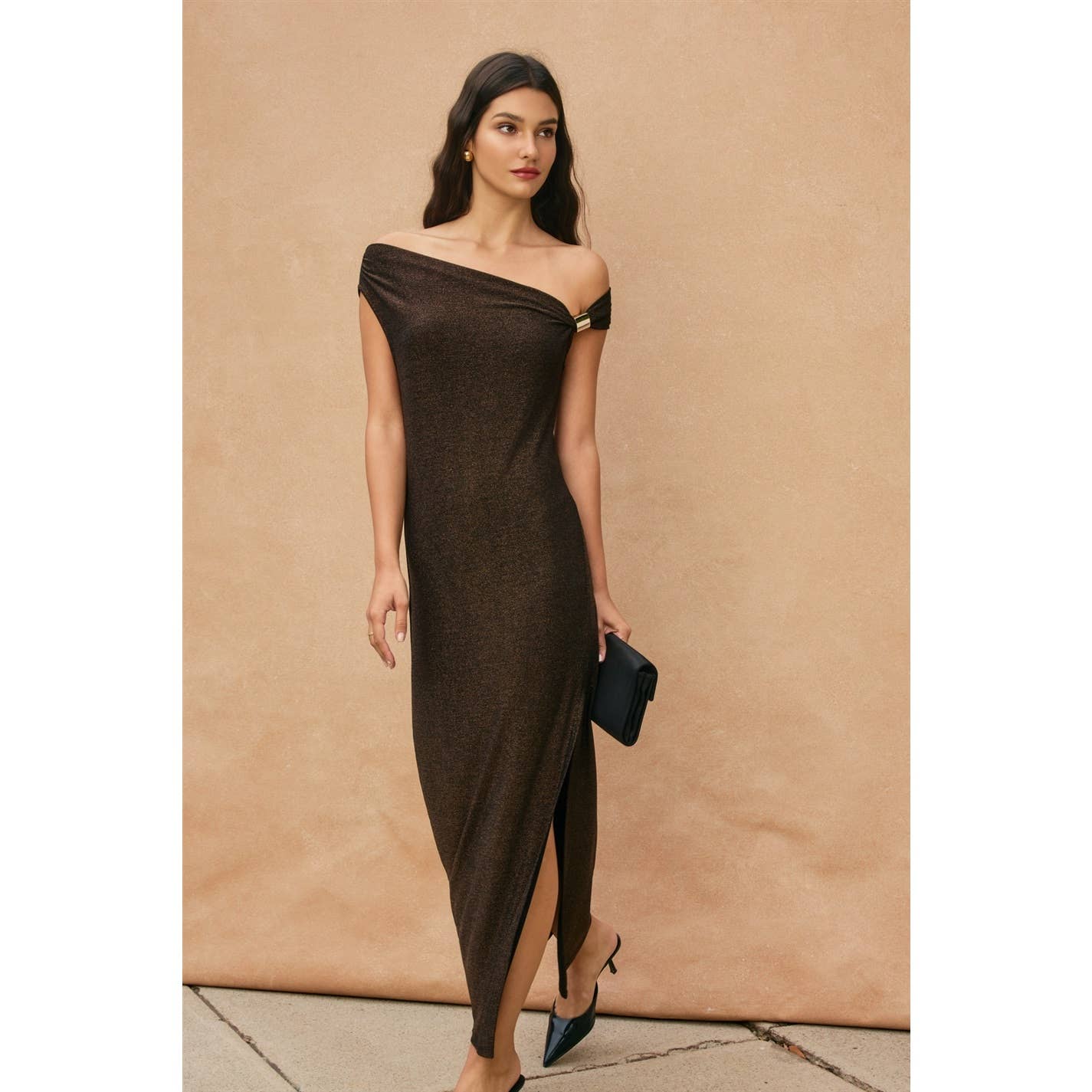 Middle Of The Galaxy Metallic Maxi Dress (RT)