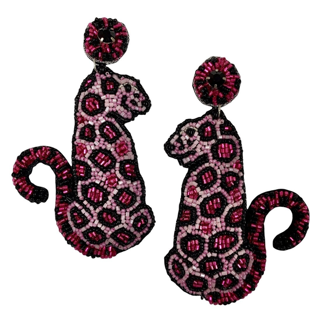 Pink Leopard Earrings