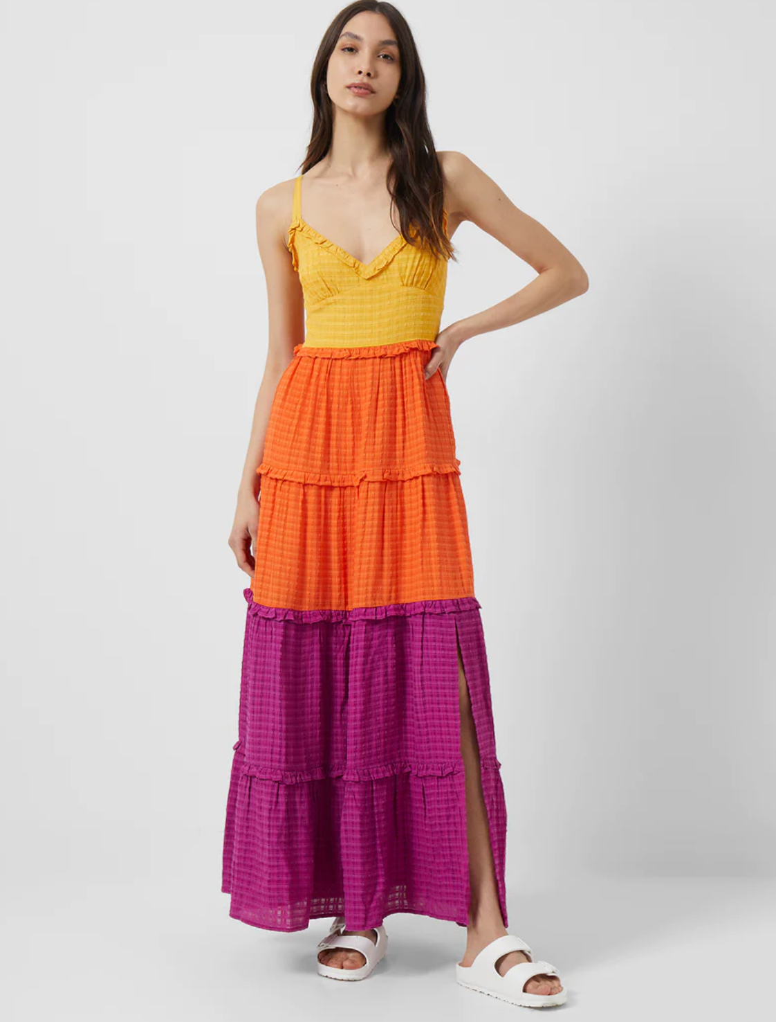 Adira Neon Orange Tiered Maxi