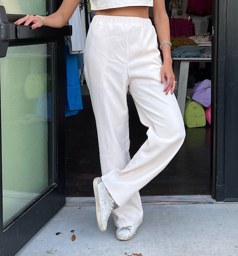 Ivory Waffle Knit Pant