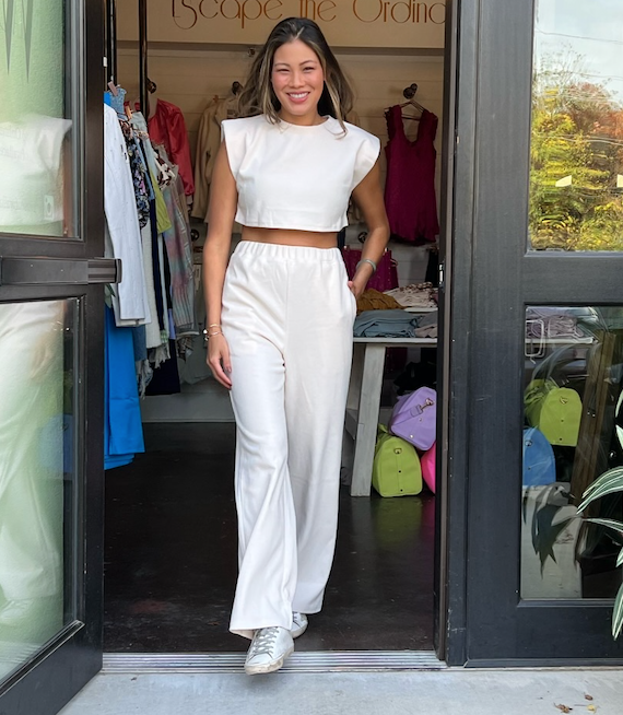 Ivory Waffle Knit Pant