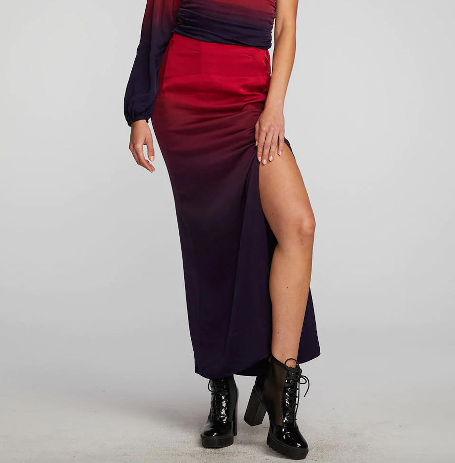 Wine Dip Dye Skirt