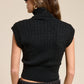 Sleeveless Ribbed Knit Turtleneck Sweater