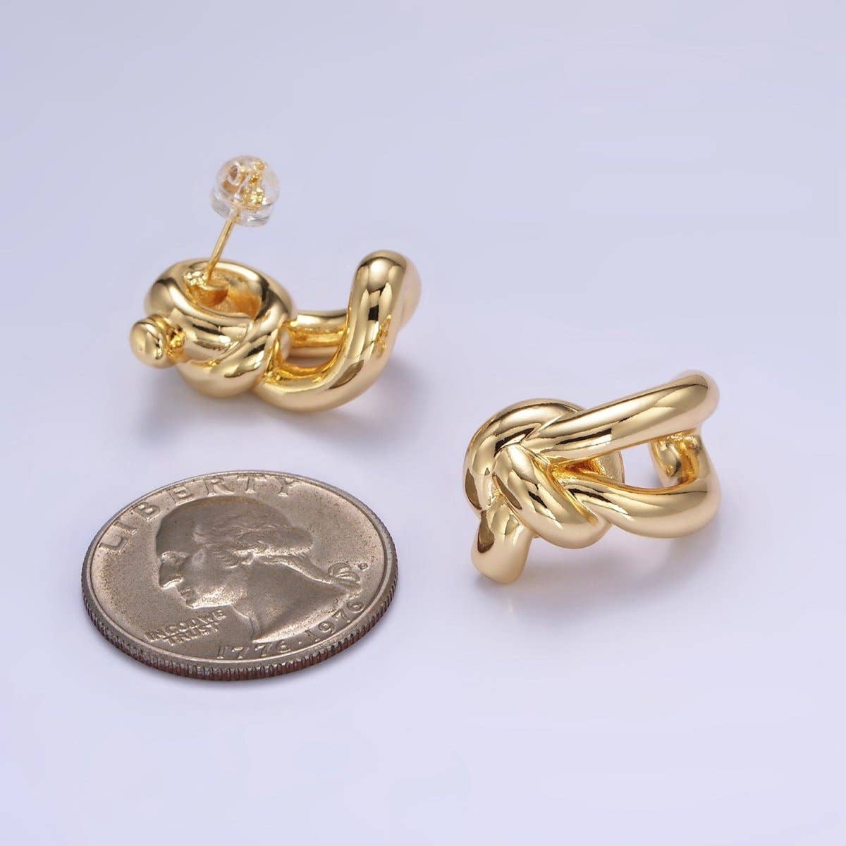 14K Gold Filled Knot Band C-Shaped Hoop Earrings