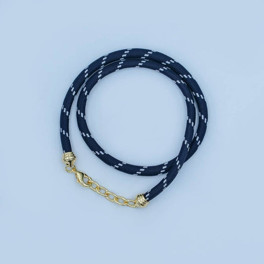 24K Gold Filled Summer Cord Chain Necklace Dark Blue