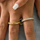 Justine 18K Gold Non-Tarnish CZ Double Hoop Ring: Yellow Gold / 8