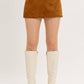 SLEEK FAUX SUEDE MINI SKORT WITH WHIPSTITCH HEM