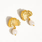 Béatrice 18K Gold Non-Tarnish Floral Pearl Earring: Yellow Gold