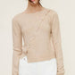 Long Sleeve Knit Top with Asymmetrical Top Beige