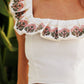 Floral Embroidered Brim Sleeveless Cropped Top