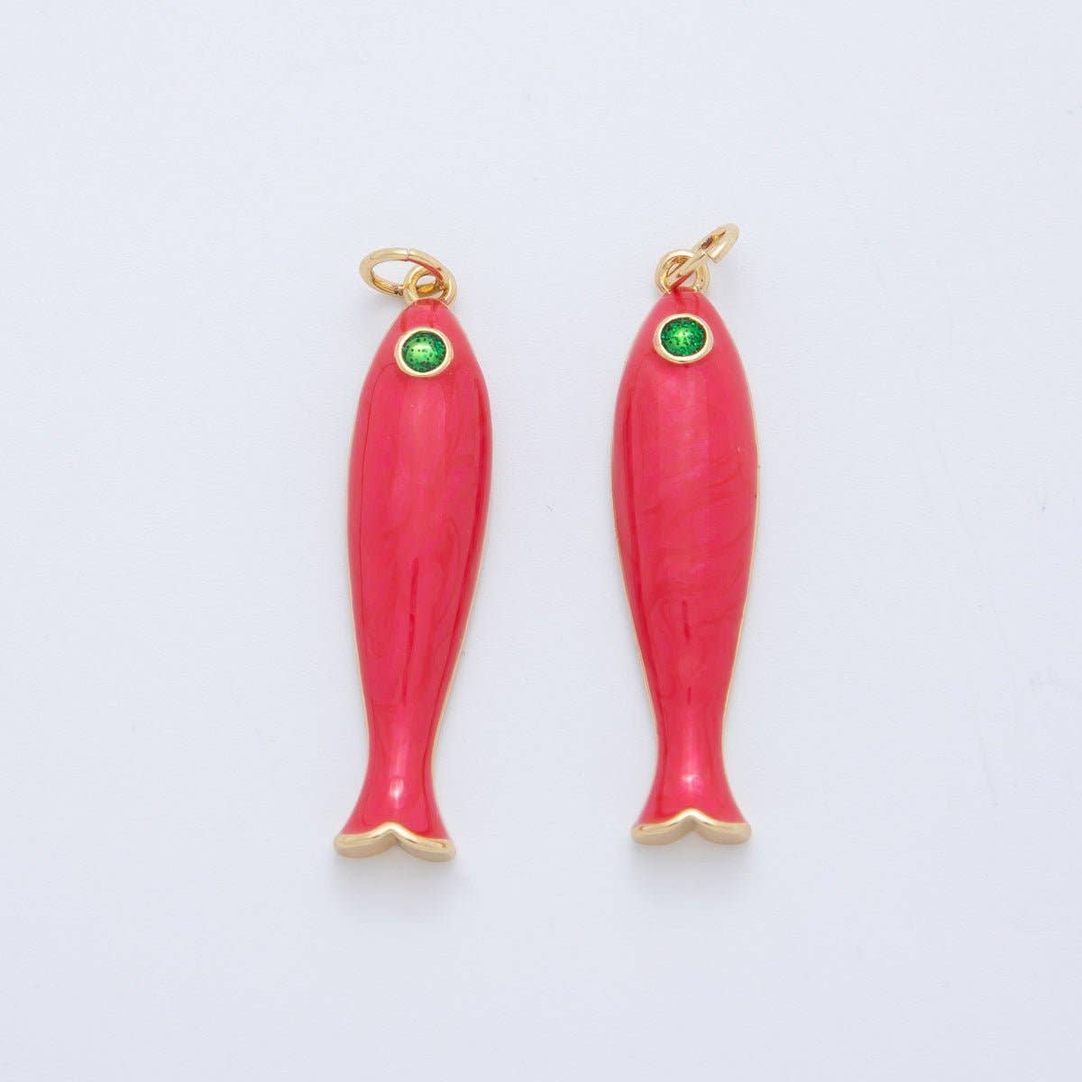 18K Gold Filled Red Enamel Sardine Fish Charm