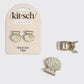 Metal Clam Shell Hair Clip 2pc Set - Gold & Pearlized Cream