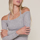 Grey Off Shoulder Knit Top