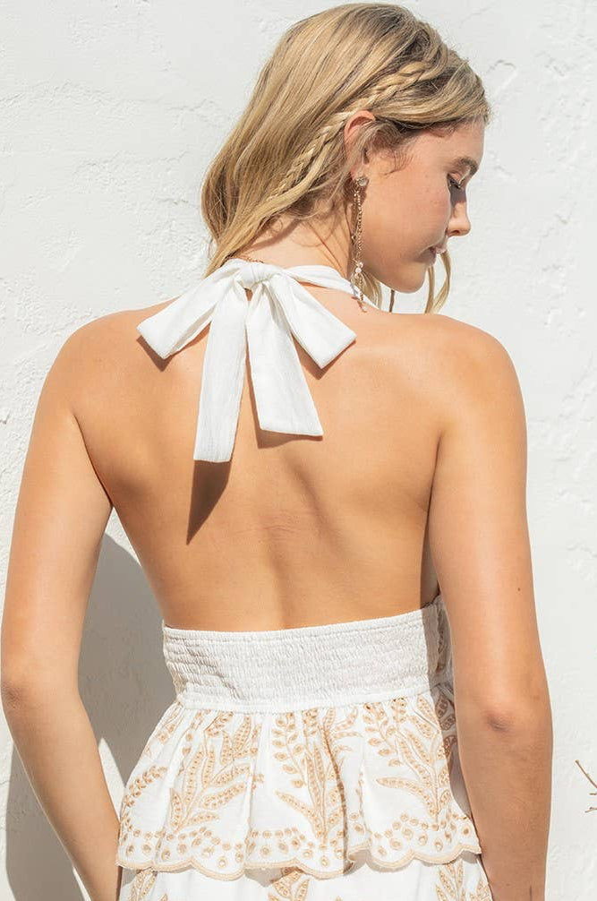 Embroidered Halter Top