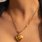 Paris 18K Gold Non-Tarnish Large Heart Chain Necklace: Yellow Gold / Ball Chain