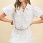 Bubble Sleeves Contrast topstitching Blouse