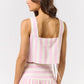 Striped Cropped Top With Side tie Ribbon