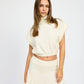 TURTLE NECK CAP SLEEVE TOP CREAM
