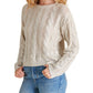 Ivory Shimmer Cable Knit Sweater