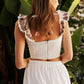Floral Embroidered Brim Sleeveless Cropped Top