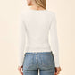 BUTTON FRONT HENLEY WITH LACE AT NECK & BOTTOM HEM ECRU
