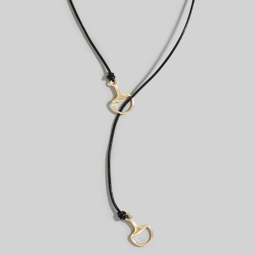Horse Bit Pendant Leather Cord Necklace