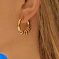 Novine 18K Gold Non-Tarnish Two Tone Hoop Earring: Multi-Colored