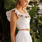 Floral Embroidered Brim Sleeveless Cropped Top