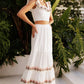 Floral Embroidered Brim Sleeveless Cropped Top