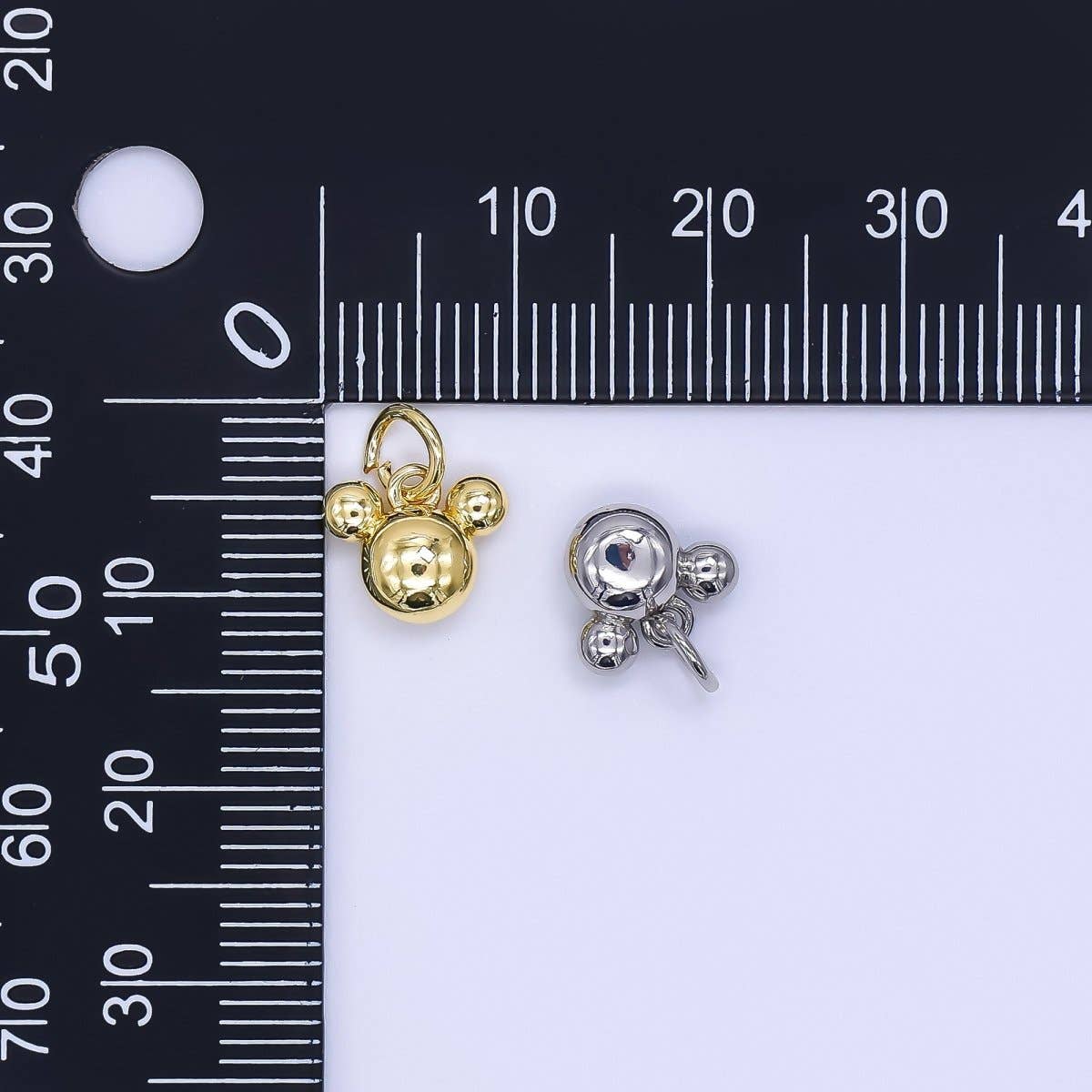 24K Gold Filled 8mm Tiny Mouse Ears Animal Charm in Gold