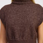 TURTLE NECK CAP SLEEVE TOP CHOCOLATE