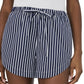 Navy Striped Drawstring Shorts